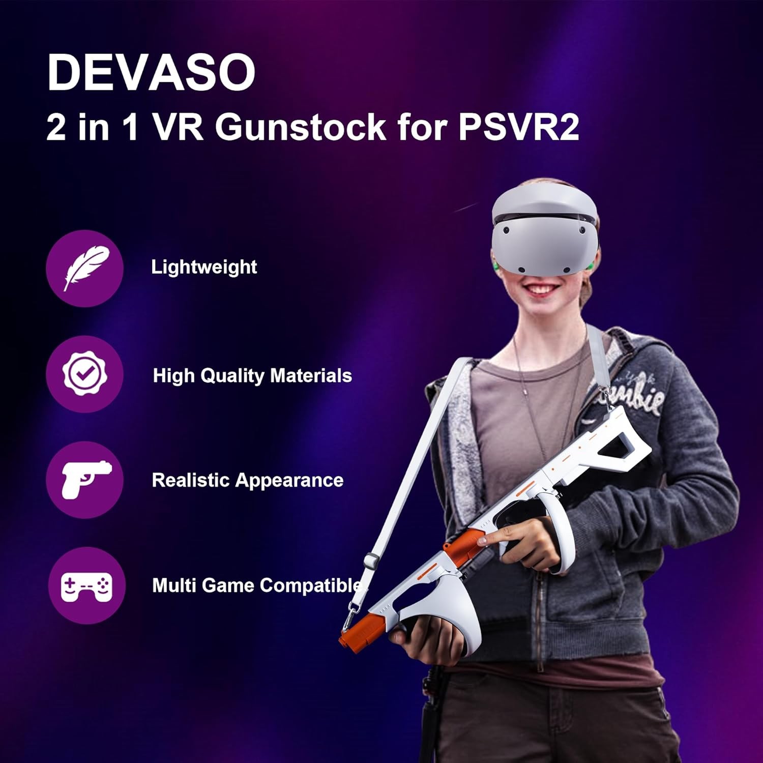 3-in-1 Detachable Magnetic VR Shooting Gun Stock For Sony PSVR2 VR FPS Games
