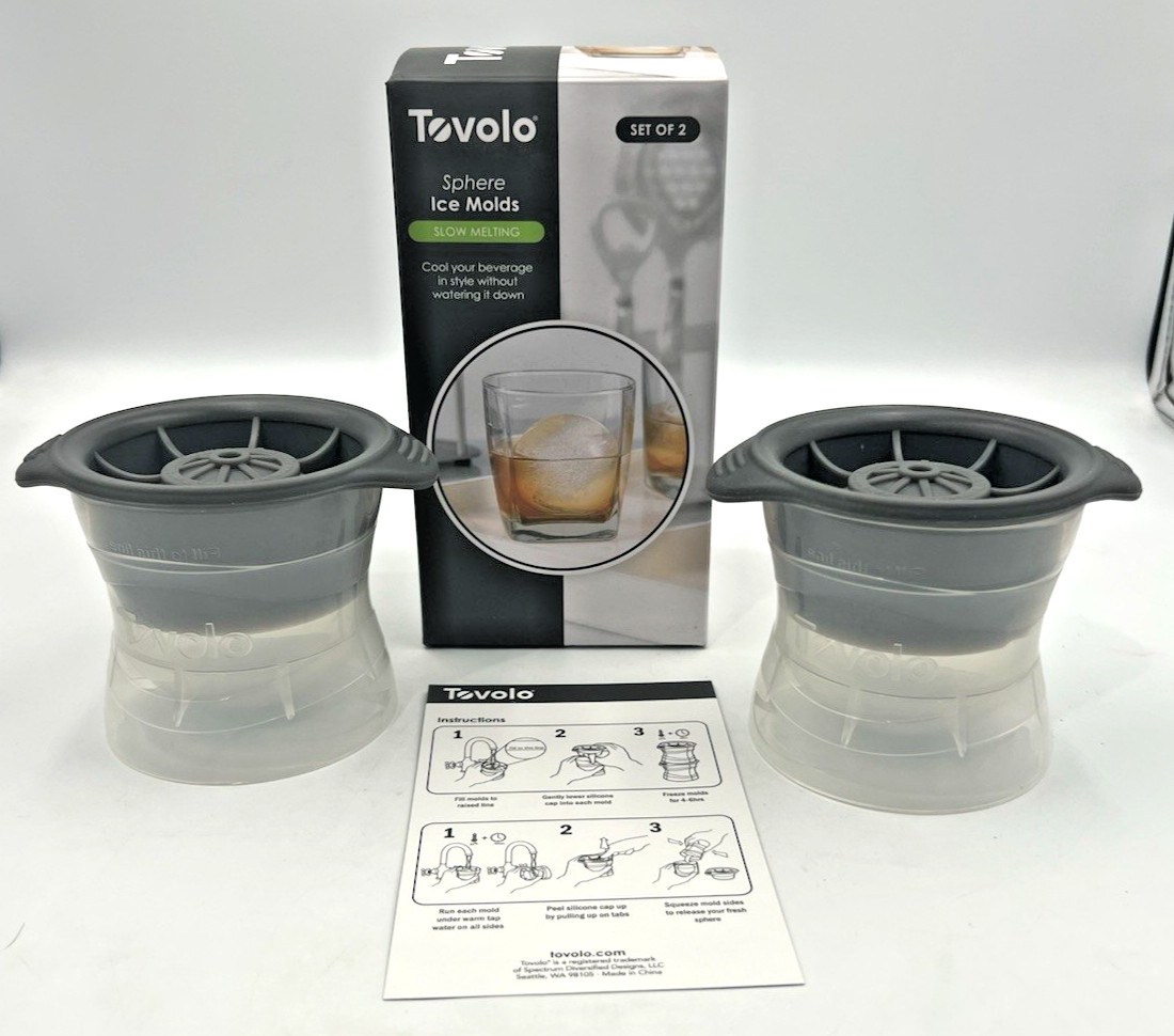 Set of 2 Tovolo Sphere Ice Molds 2.5" Spherical Round Ice Balls Cocktails