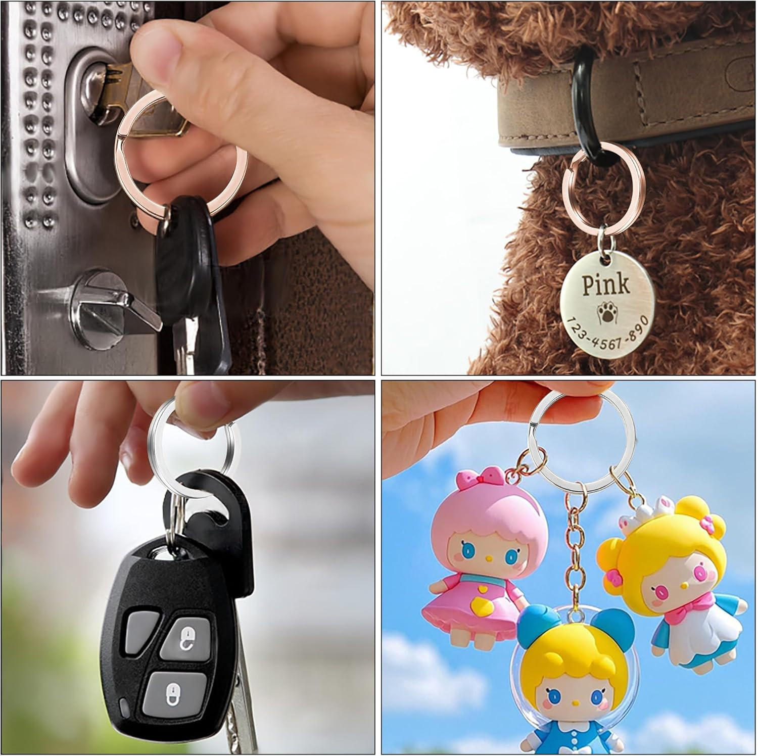 Key Rings, 12 Pcs Stainless Steel Key Ring for Keychains, 1Inch Flat Split Keych