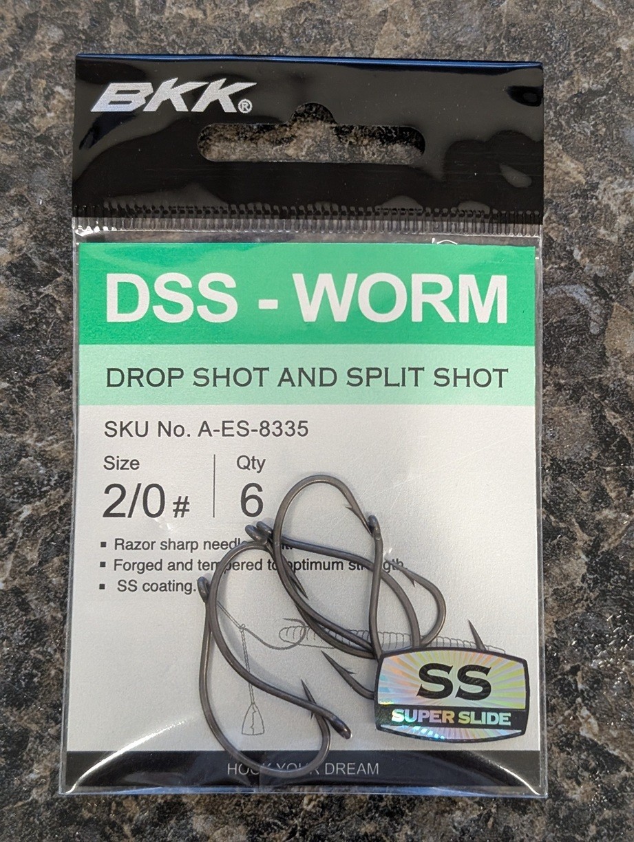 BKK DSS Worm Hooks - Size 2/0 - Drop Shot and Split Shot Hooks - Pack of 6