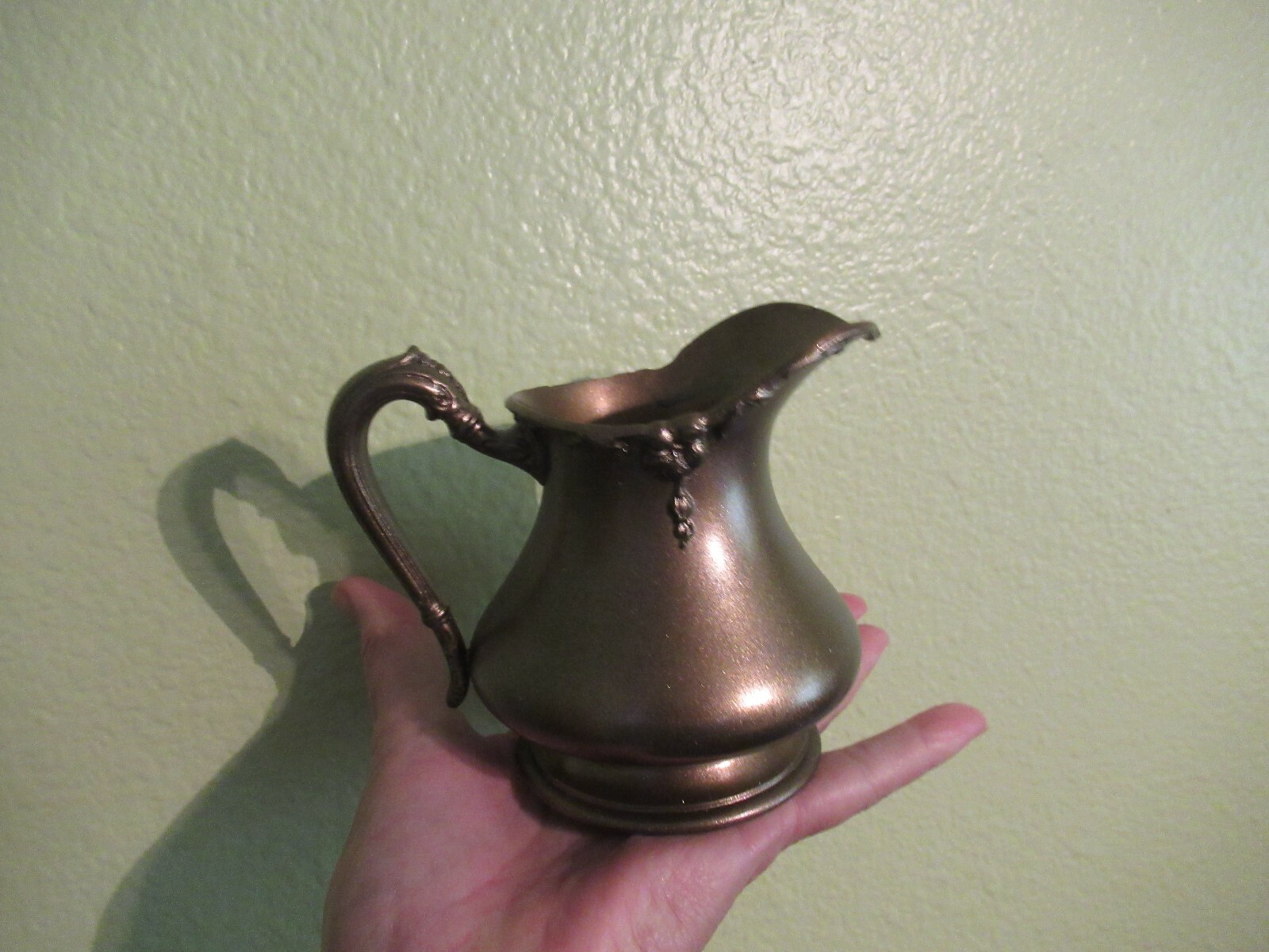 Vintage Silverplate Creamer Pitcher Painted Bronze GREAT FOR CRAFTS