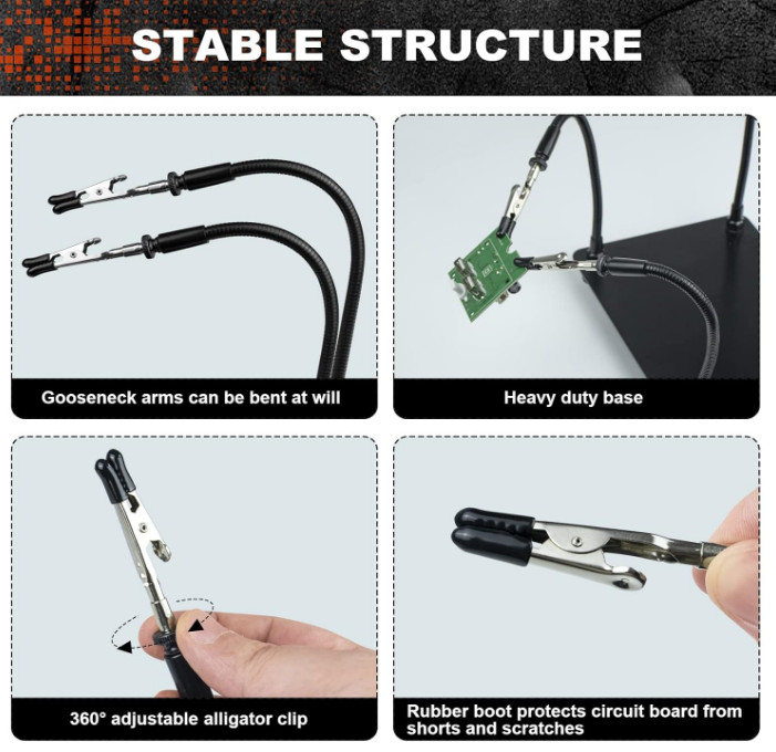 Helping Hands Soldering Station Third Hand Soldering Tool 4 Flexible Arms Help