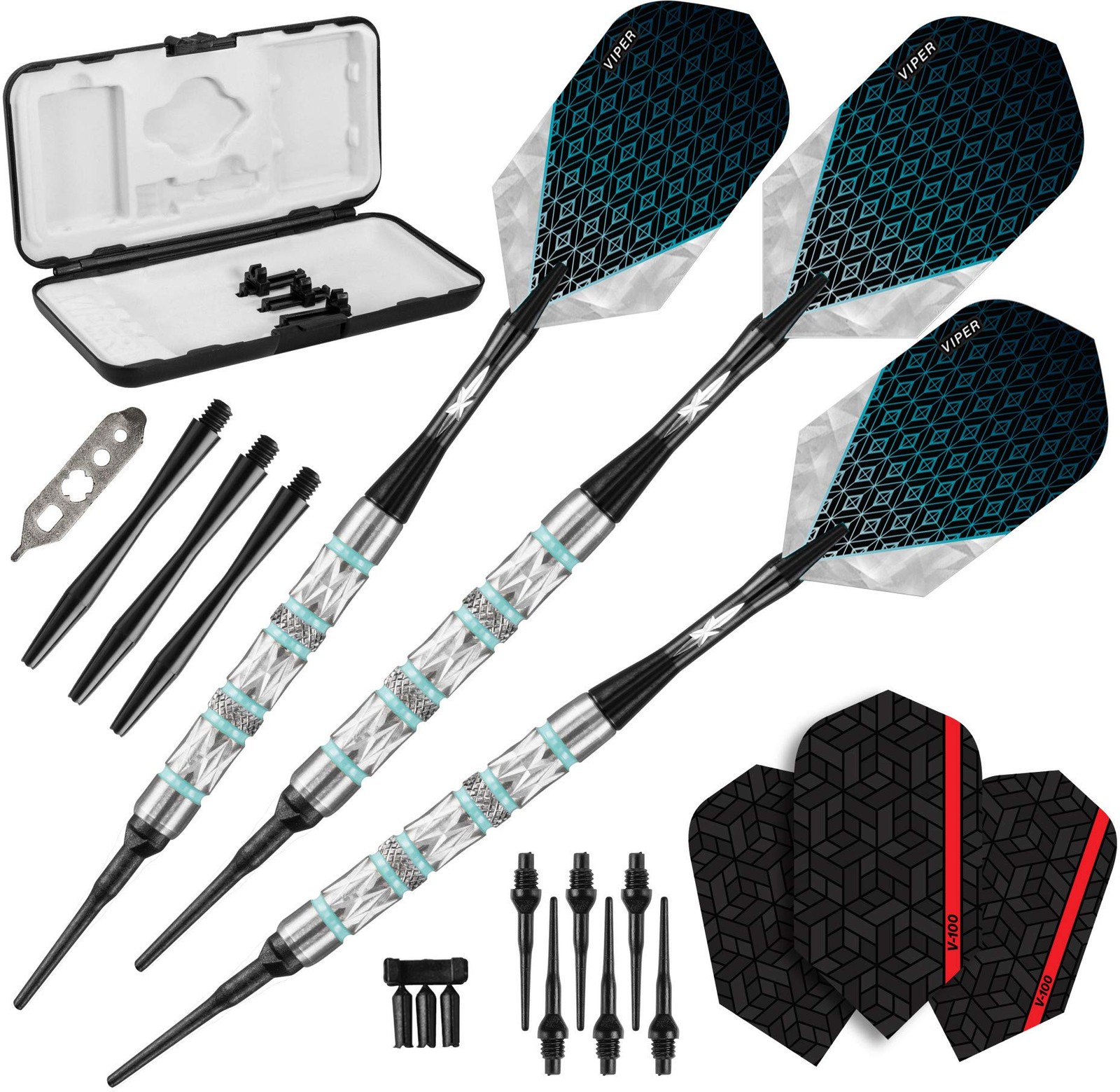 Viper By Gld Products Diamond 90 Tungsten Soft Tip Dart Set Case Turquoise