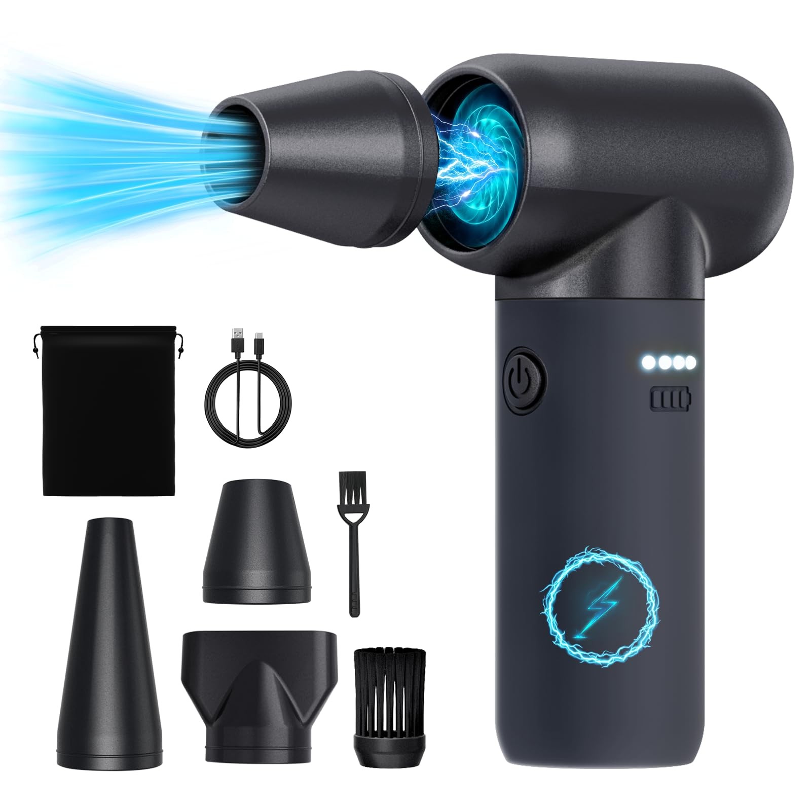 Compressed Air Duster180000rpm Electric Dust Air Blower3 Gear Cordless Rechargea