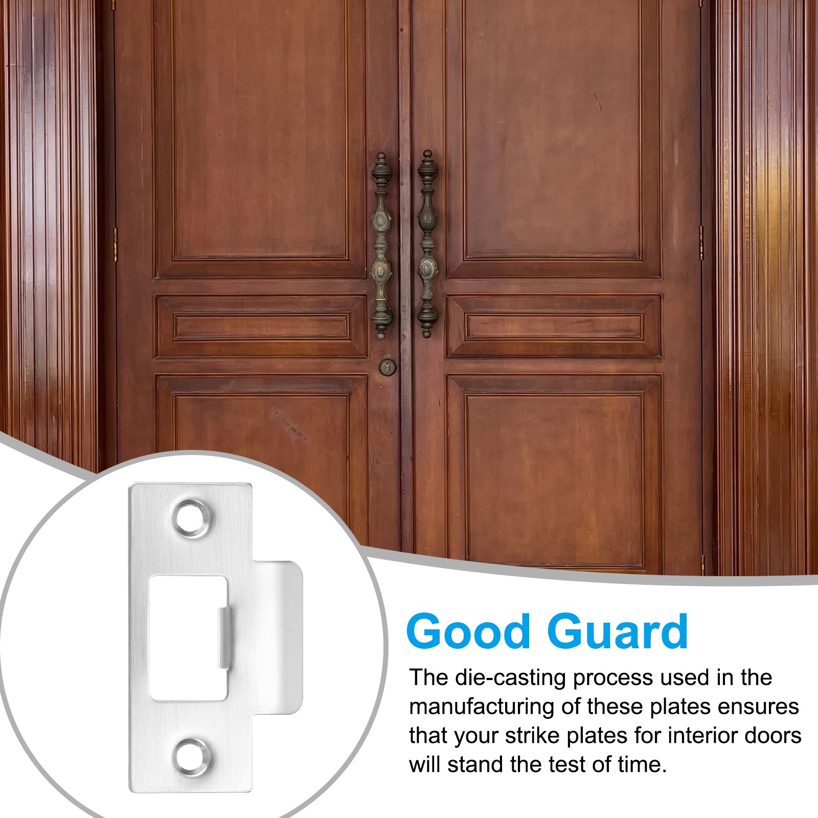 2 Pack 2-3/4" Stainless T Strike Door Lock Strike Plate Silver