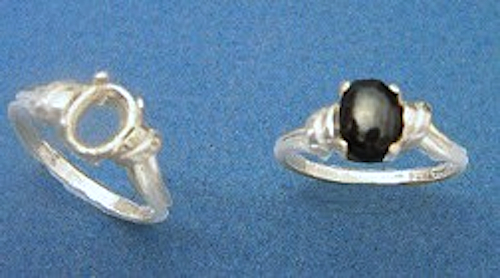 (6x4-10x8mm) Oval Cab Deco Top Sterling Silver Pre-Notched Ring Setting Size 6-8