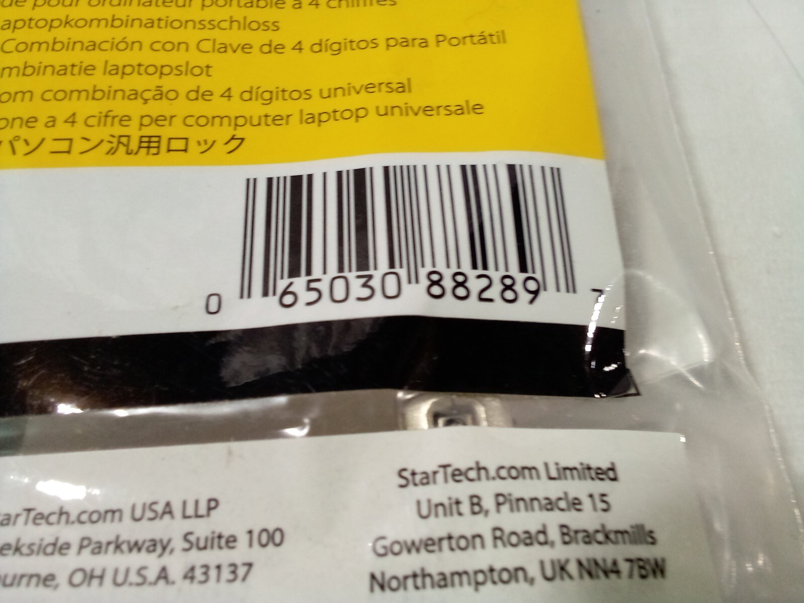 StarTech.com 6.5' (2m) 3-in-1 Universal Laptop Cable Lock - 4-Digit Combination