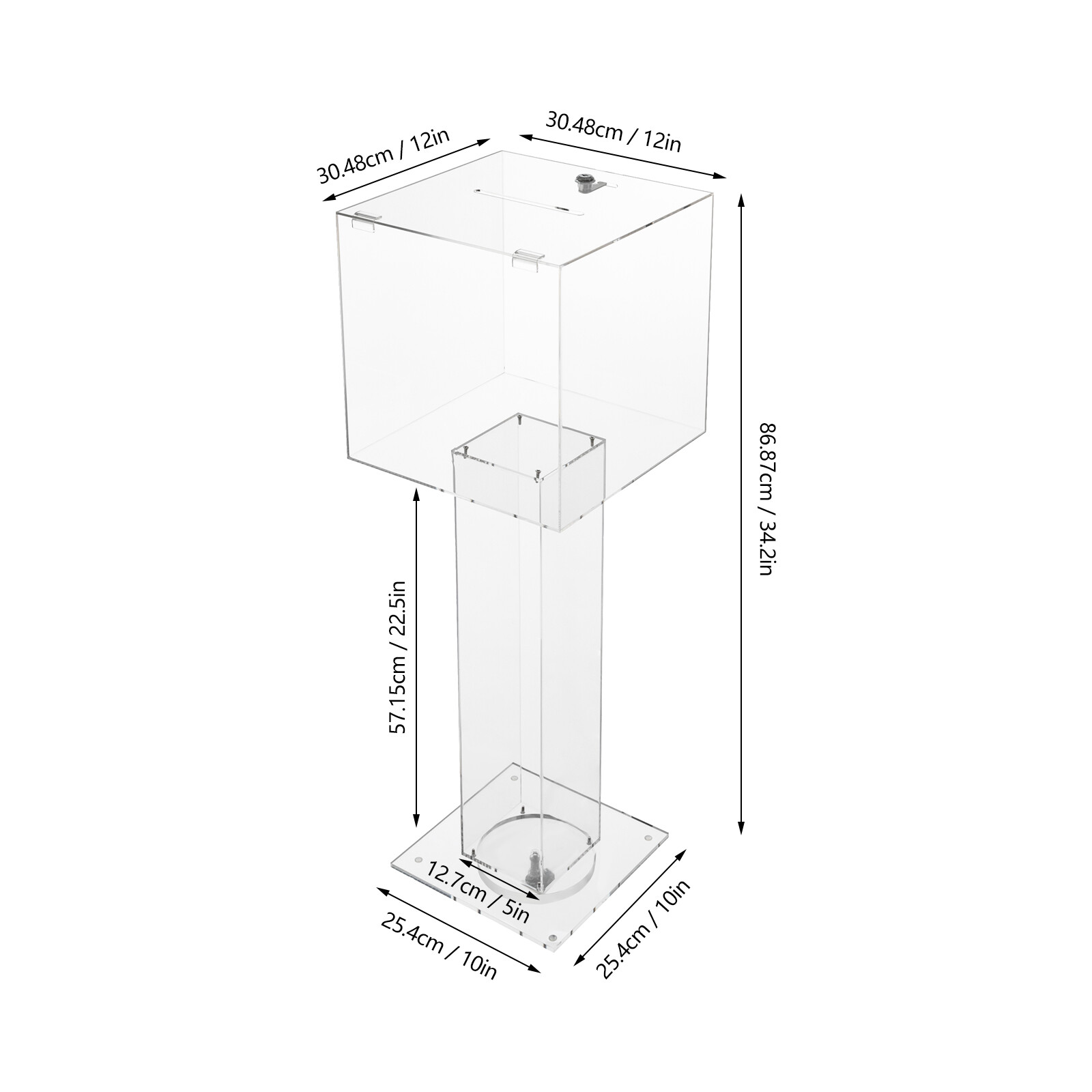 Freestanding Transparent Acrylic Box for Suggestions, Donations, and Ballots