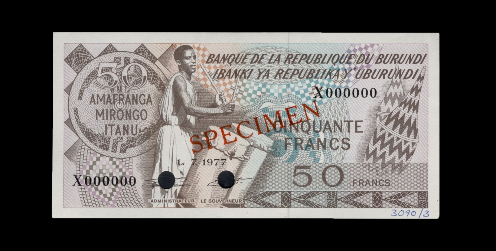 Burundi P28as, Specimen Banknote.
