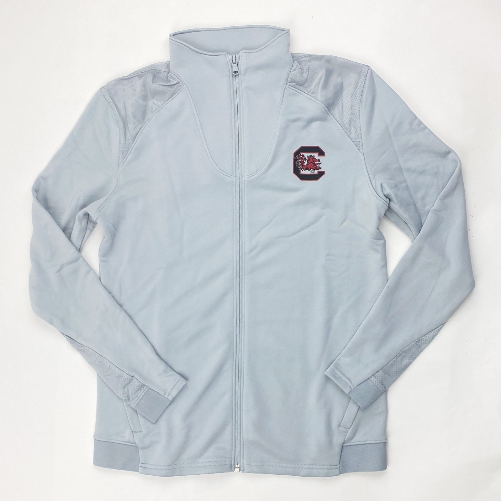 UA Carolina Gamecocks Command Full Zip Pullover Womens S Light Gray 1360765