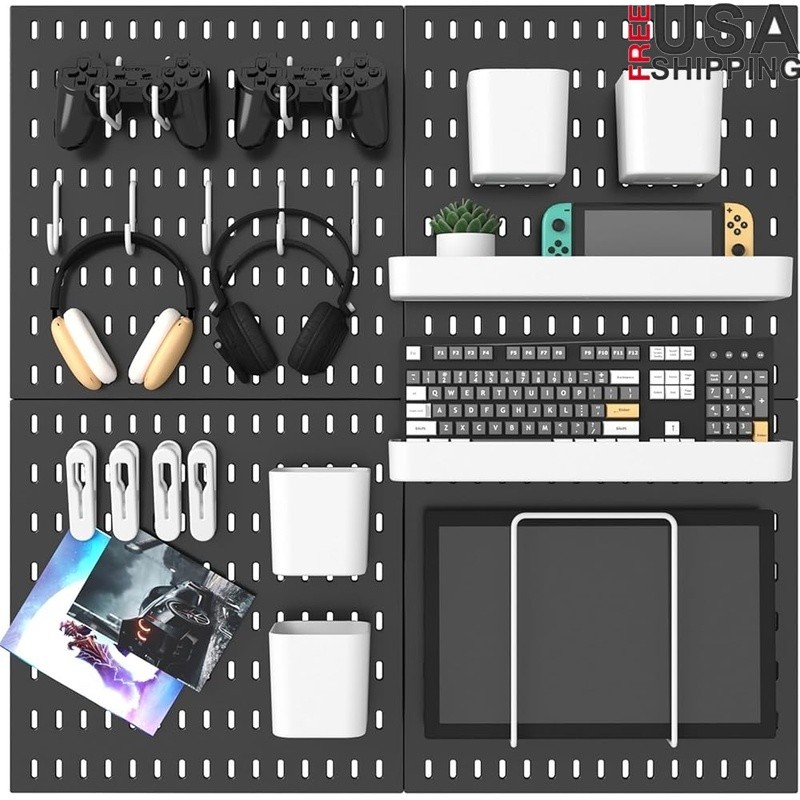 Pegboard Organizer Kit 4 Panels 20 Accessories Wall Storage Tool Hanger New