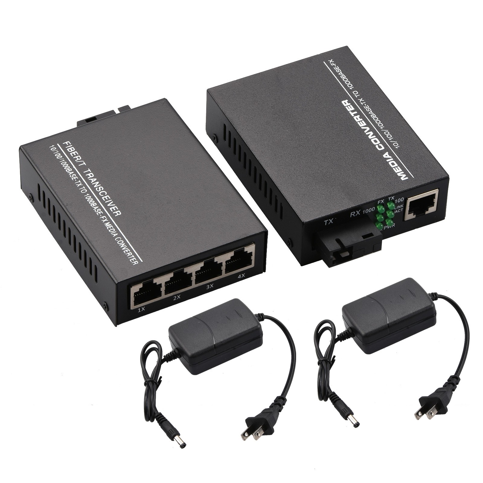 10/100/1000Mbps 1Port&4Ports Ethernet to Fiber Optic Media Converter Single Mode