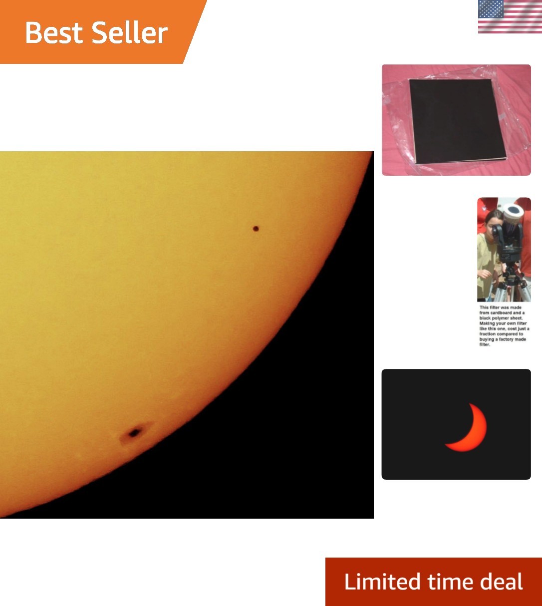 8"x8" Solar Filter Sheet for Telescopes, Binoculars and Cameras