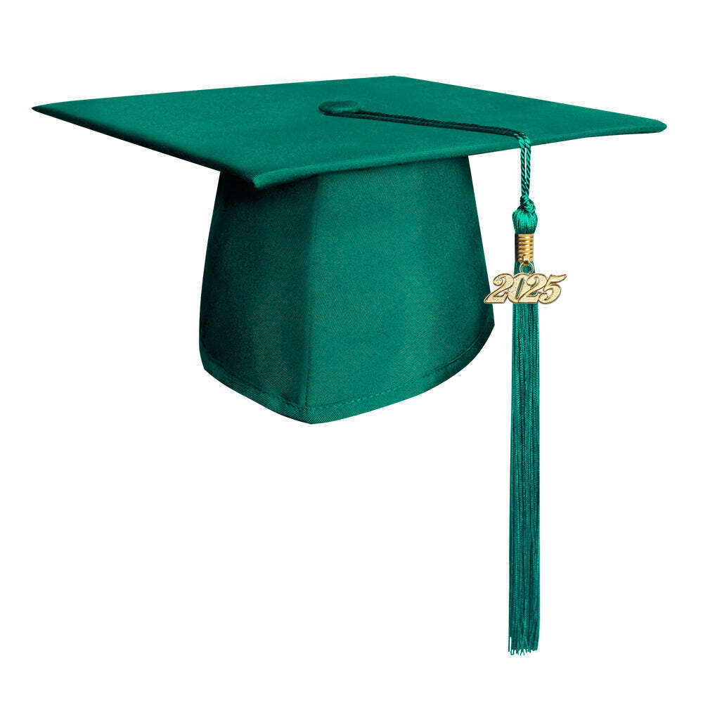 Endea Graduation Matte Adult Emerald Green Cap & Tassel High School and College