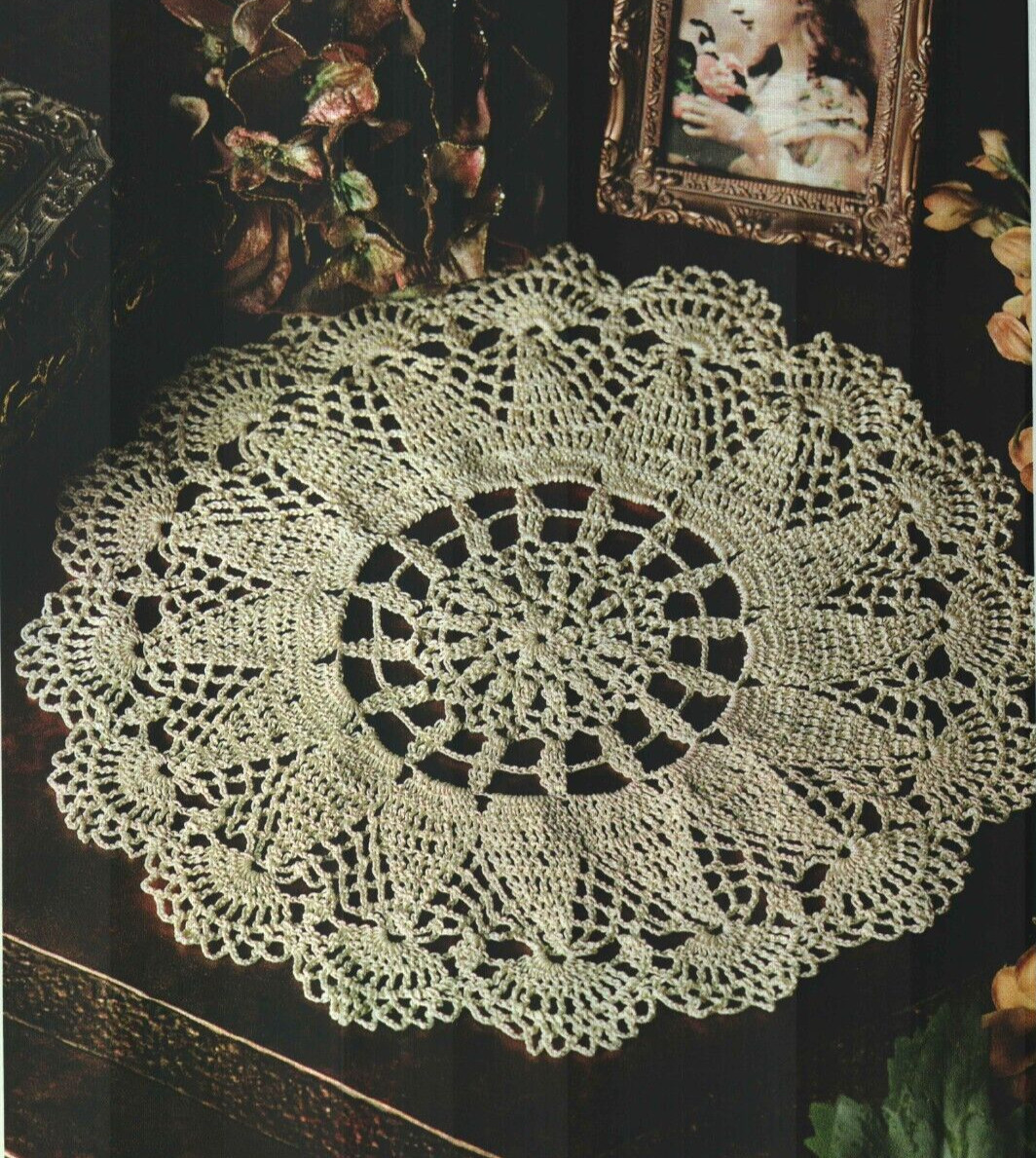 SCALLOPED PINEAPPLE DOILY 10 1/2" HOME DECOR CROCHET PATTERN INSTRUCTIONS