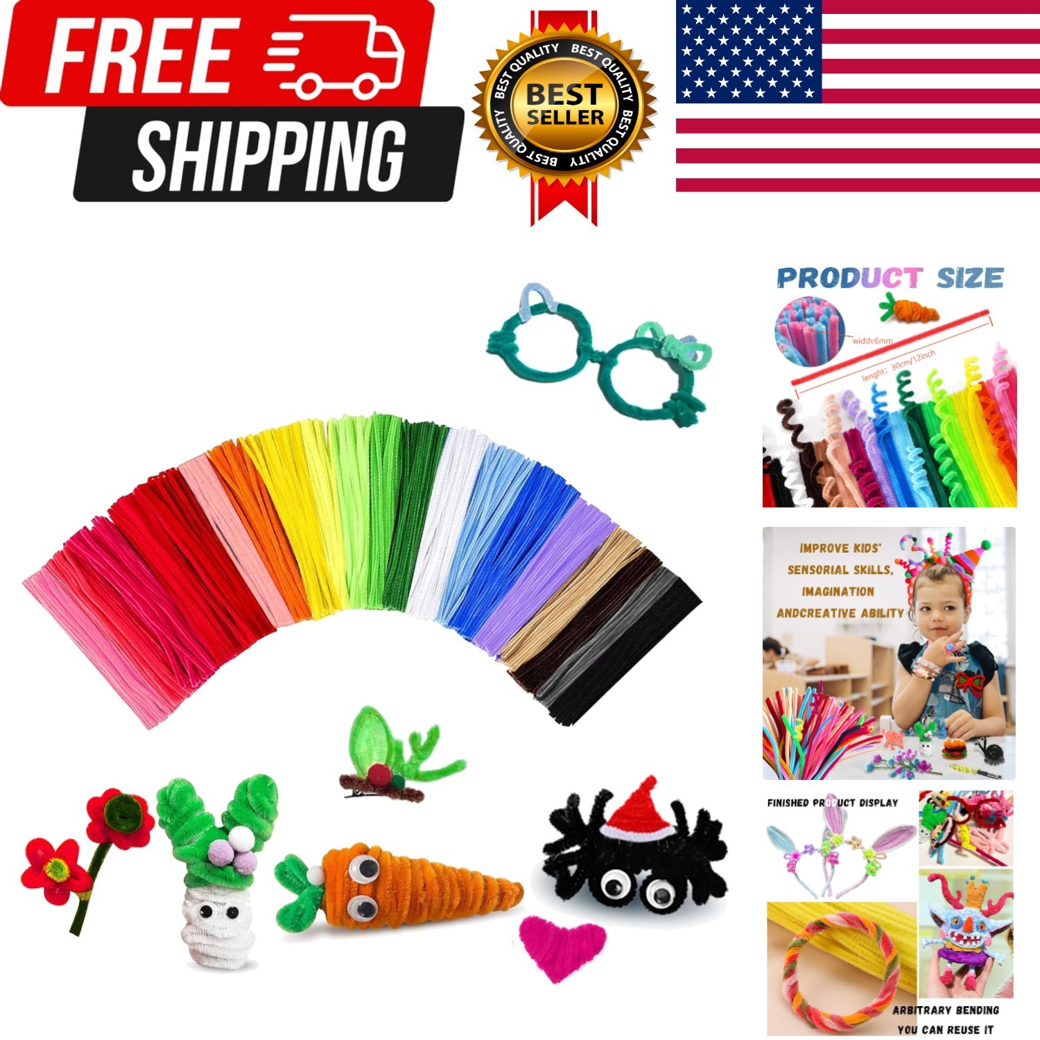 Pipe Cleaners Craft Bulk,Kids Toys & Games Gifts,200pcs Arts Crafts,Chenille ...