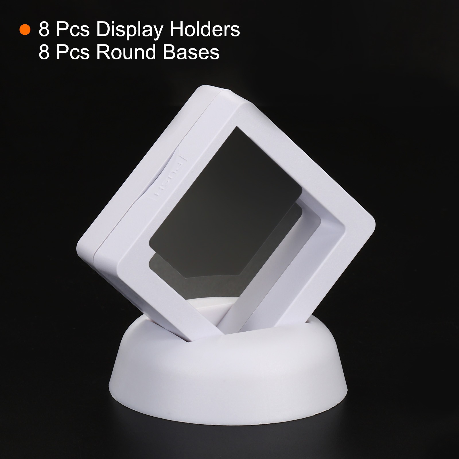 2" x 2" 3D Floating Display Case, 8pcs with Base Stand, White