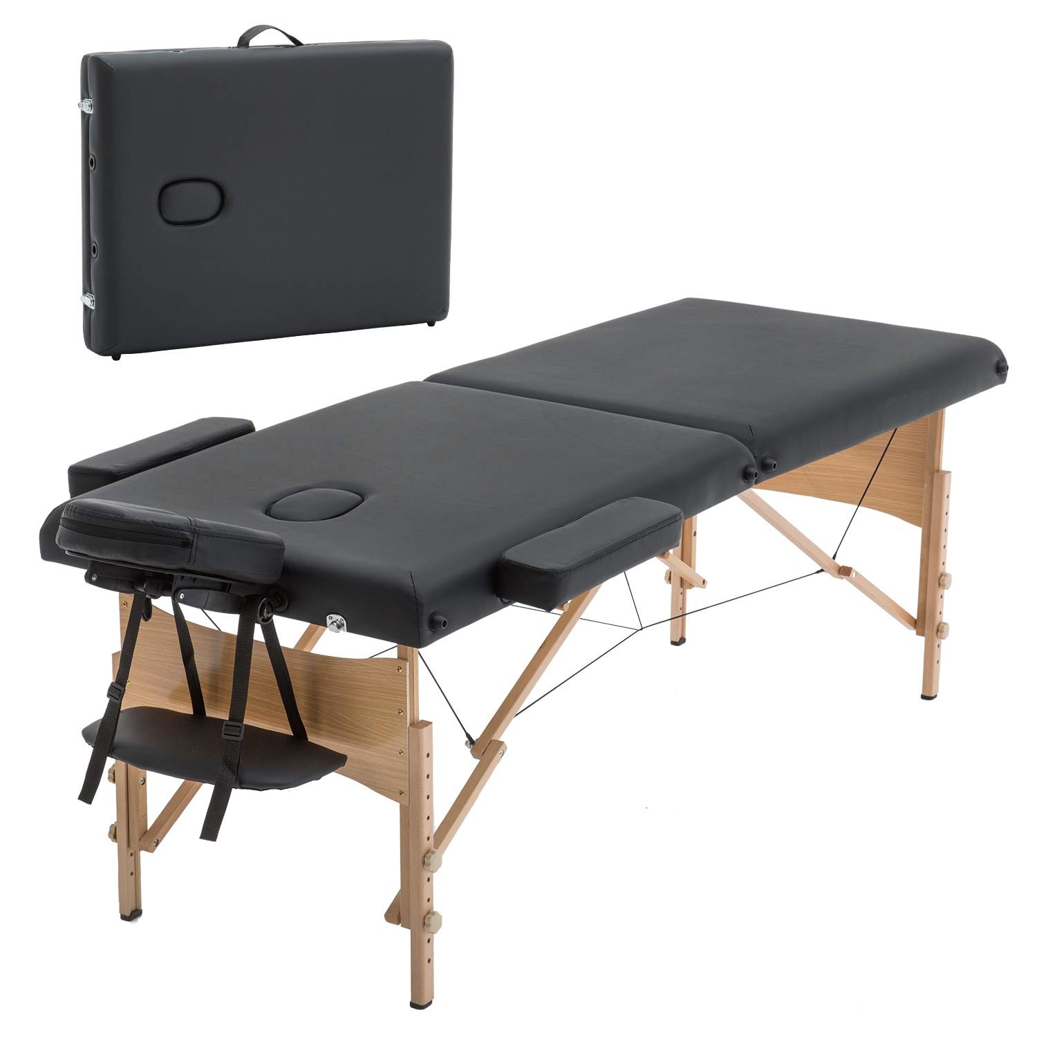 Massage Bed Portable Massage Table 28 inch Wide Lash Bed 2 Folding Height Adj...