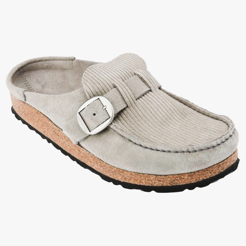 Birkenstock BUCKLEY Suede Corduroy Clog STONE COIN Gray Narrow US 7-7.5 EU38 NEW