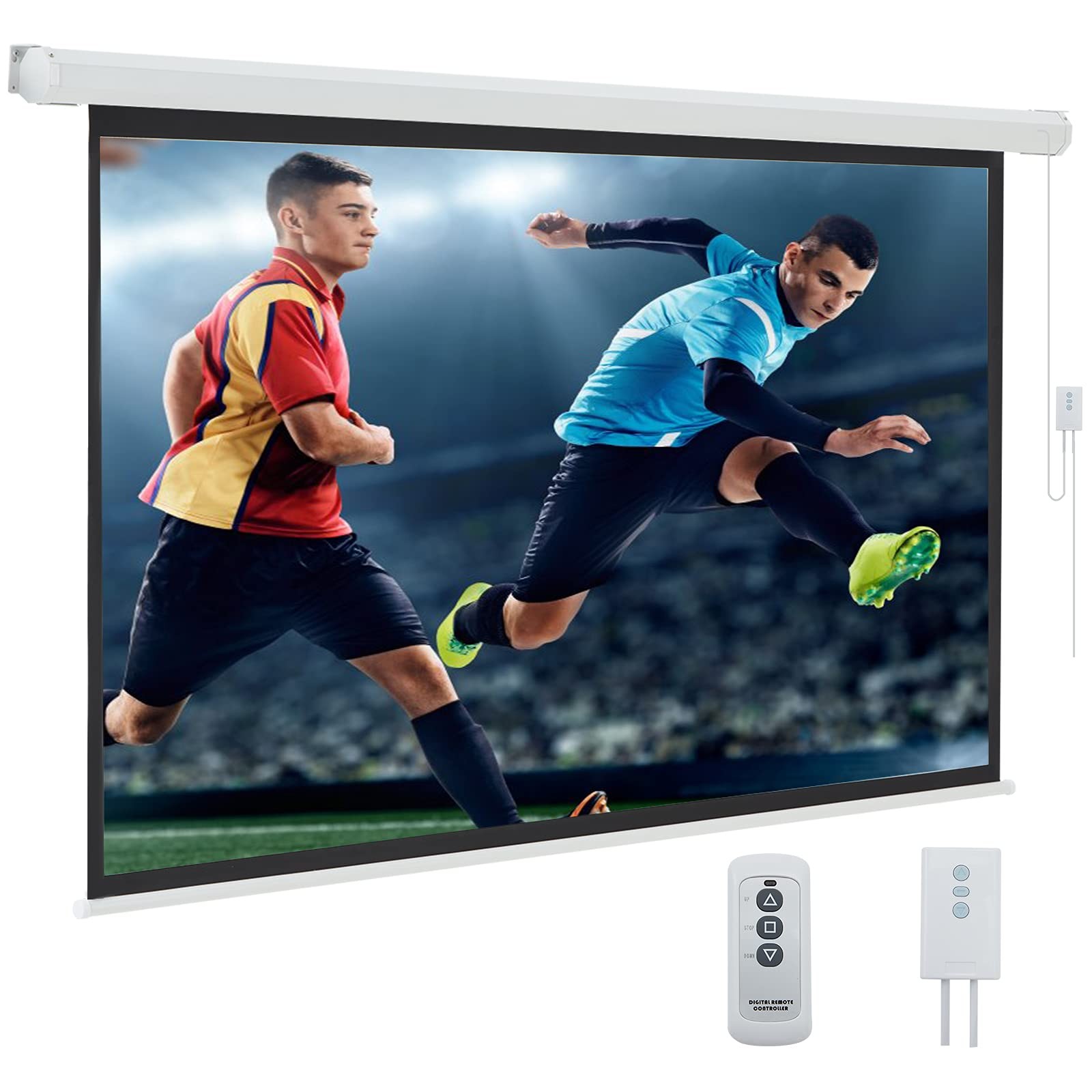 Projector Screen Motorized Auto Pull Down Screens(84'' 16:9 White)