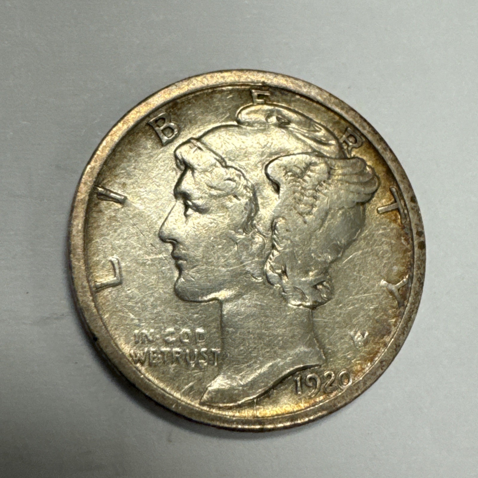 1920-D Mercury Silver Dime XF