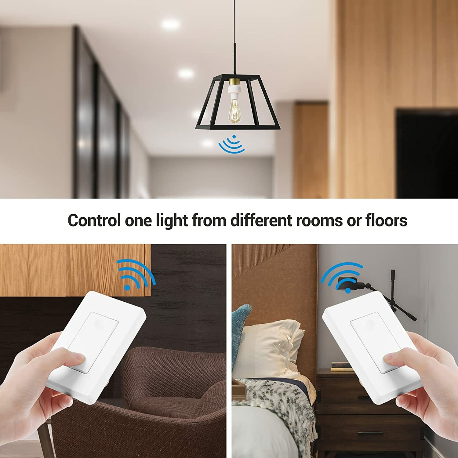 DEWENWILS Remote Control Light Socket 2 Wall Mounted Controllers and 1 Bulb Base