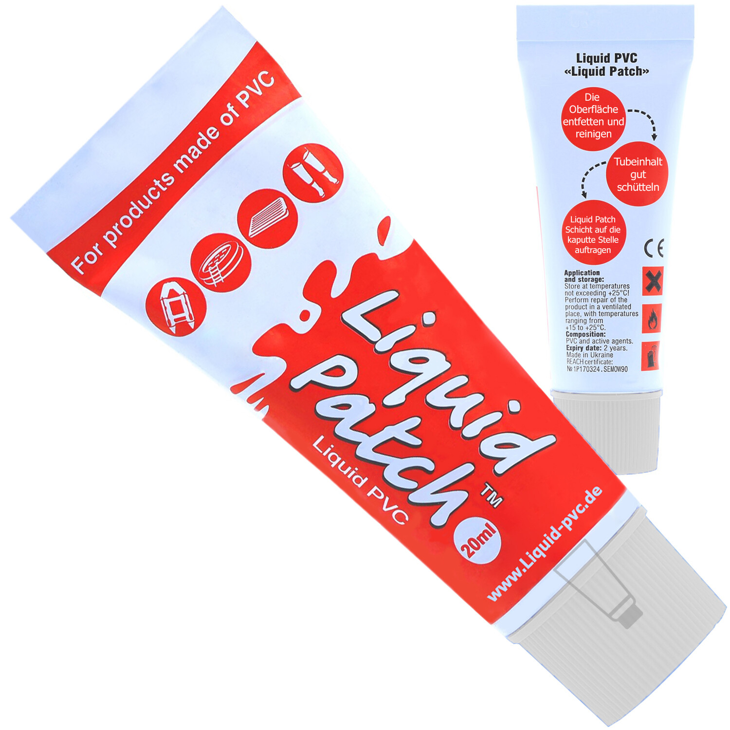 Flüssiges PVC Flicken Reparatur Set Liquid Patch Schlauchboot Kleber Latka Weiß