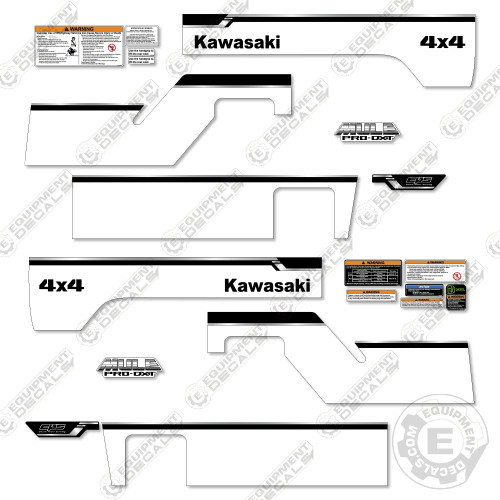 Fits Kawasaki Mule Pro DXT Decal Kit 4x4 - White Version - 7 Year 3M Vinyl Kit!