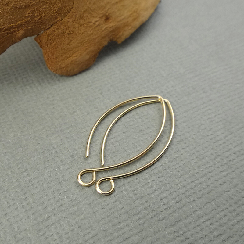 1" Leaf Earwires - Gold Filled Ear Hooks - Short Ear wires - DIY Jewelry Supply