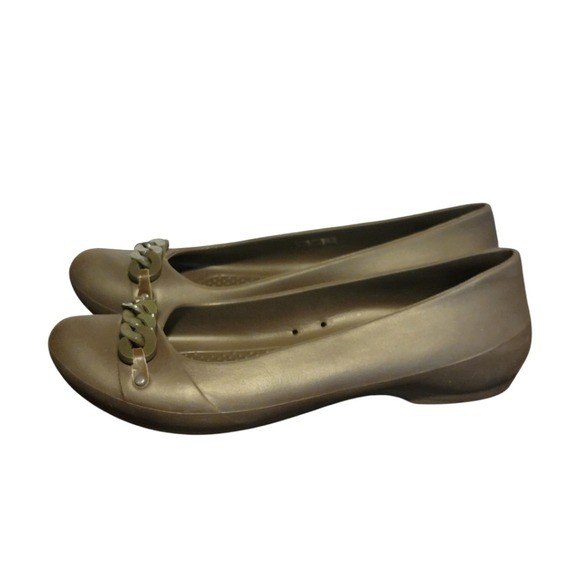 CROCS Gianna Chain Link Chocolate Brown Ballet Flats 8