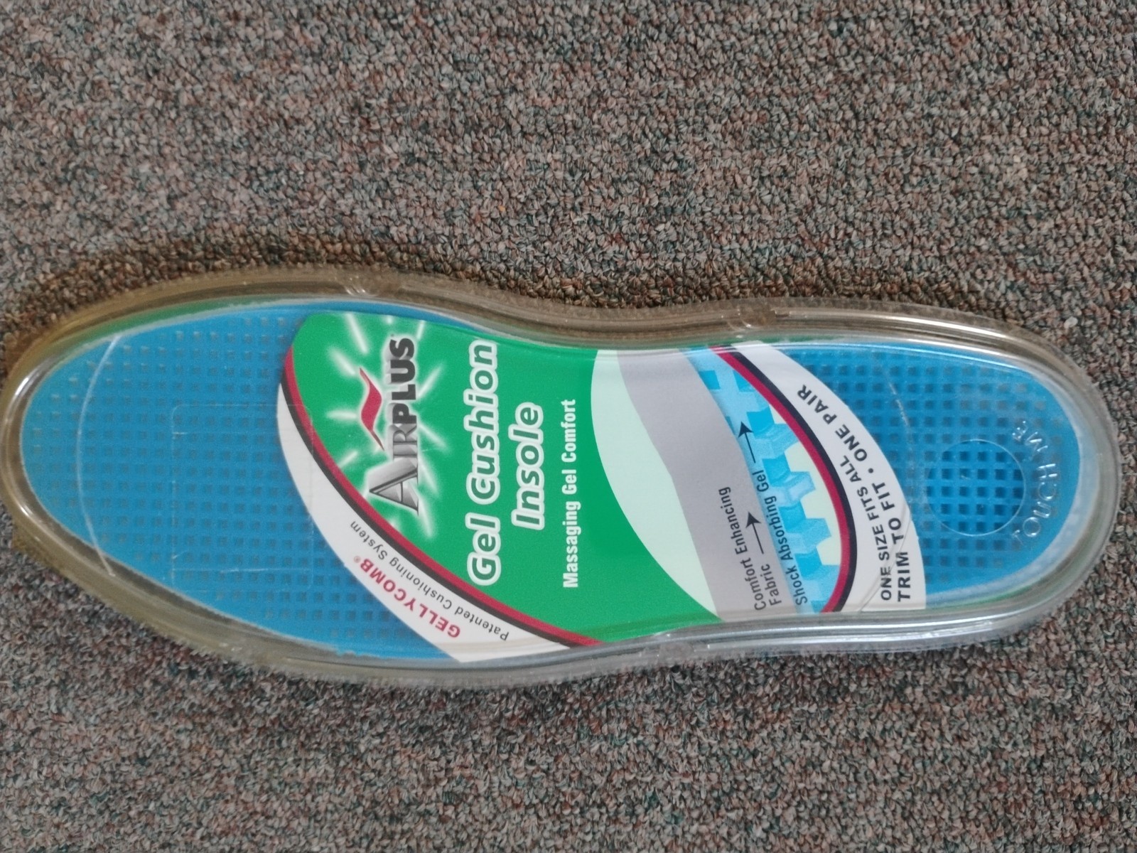 Air Plus Gel Cushion Insoles One Size Fits All Trim To Fit One Pair Jelly Comb