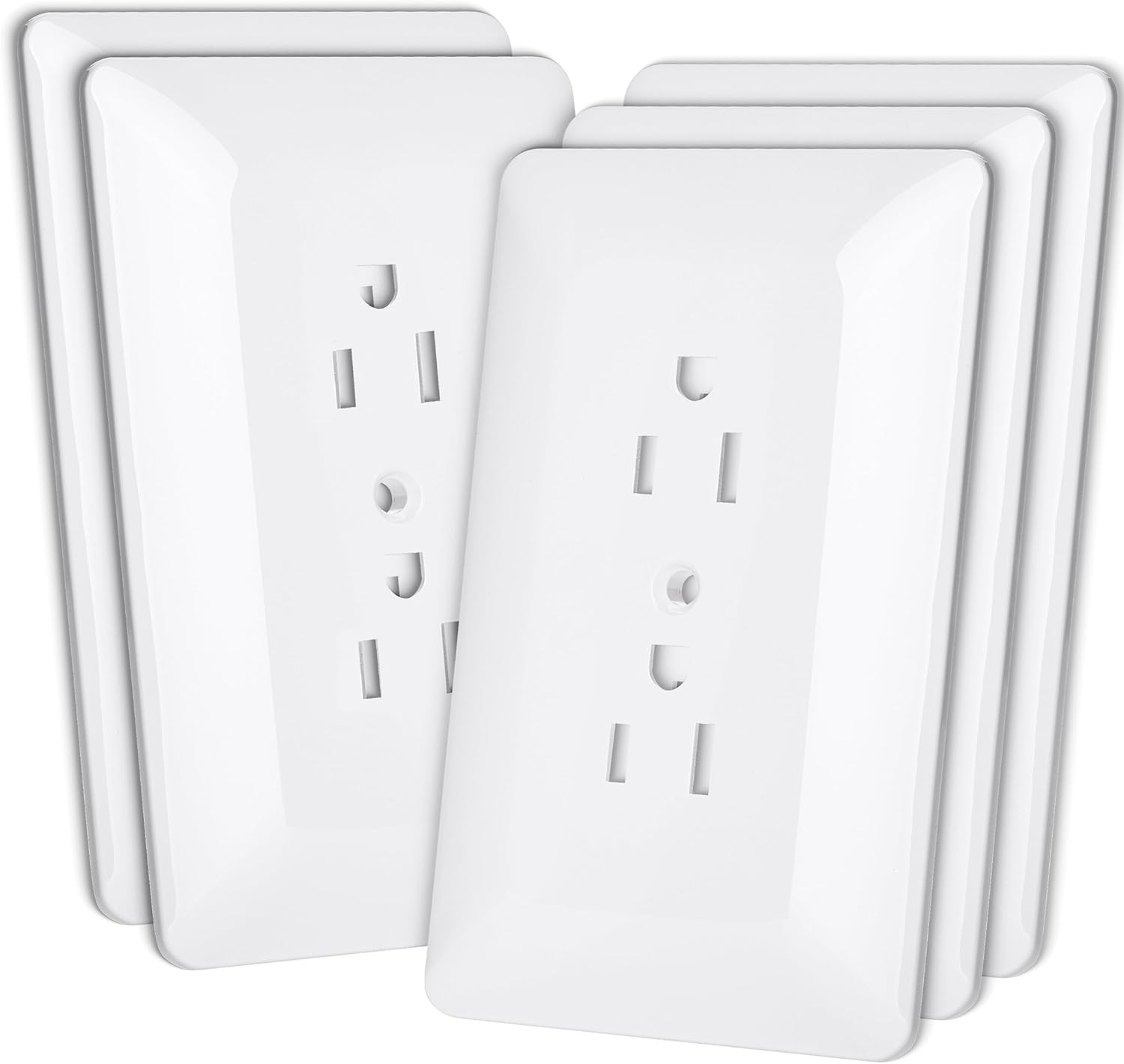Bates- Duplex Wall Plate 5 Pack White Outlet Covers Wall Plate