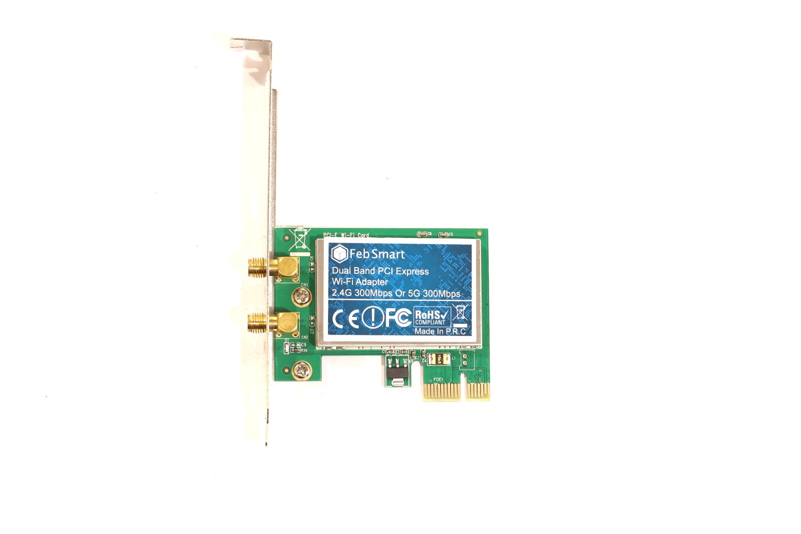 FebSmart Dual-Band N600 PCIe Wi-Fi Adapter P/N: FS-N600 Tested Working