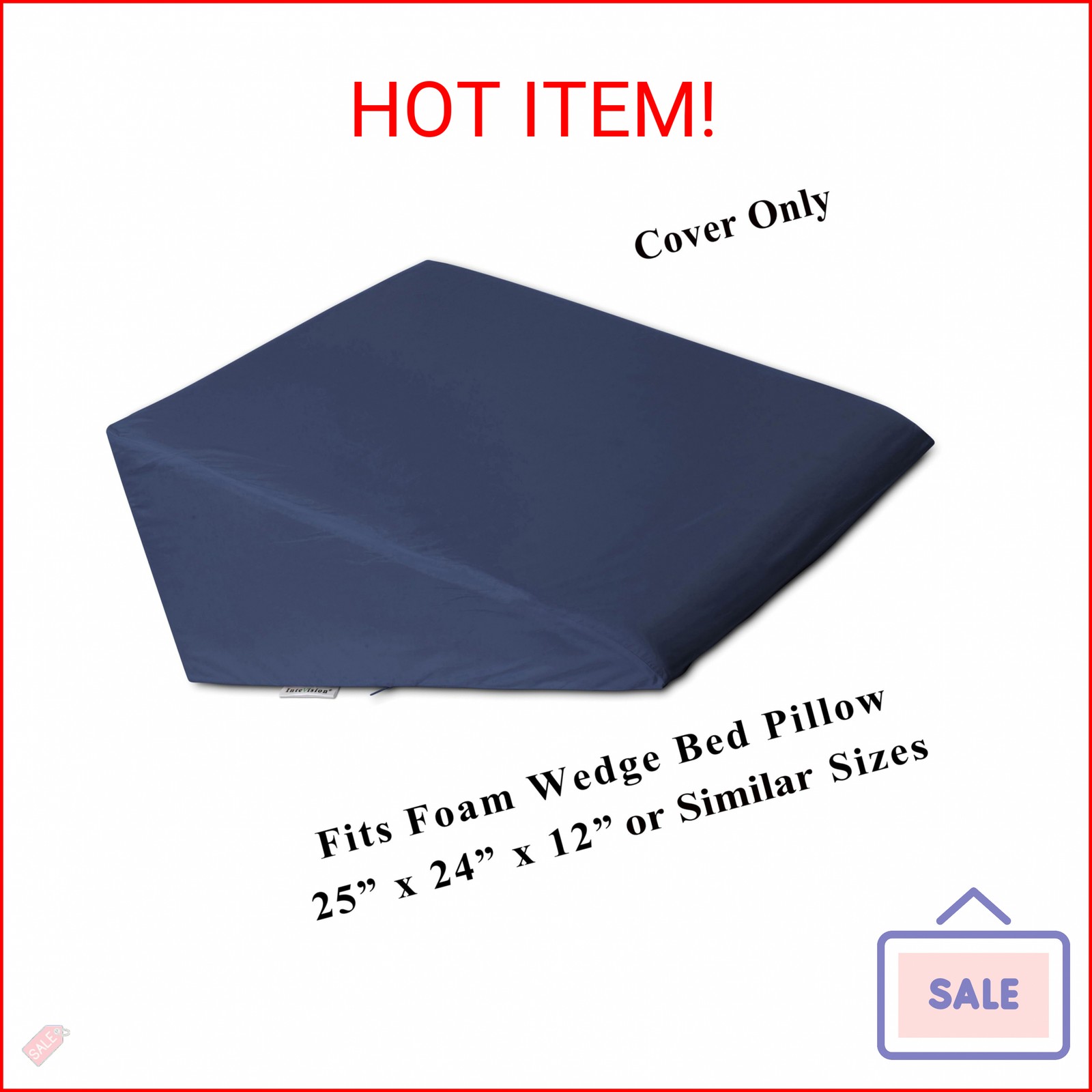 InteVision 400 Thread Count, 100% Egyptian Cotton Bed Wedge Pillowcase; Replacem