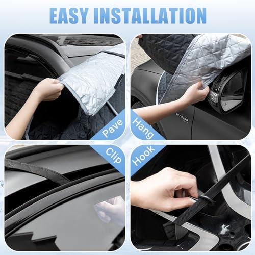 Car Windshield Snow Cover, 5 Layers Magnetic Auto Windshield Protector Black