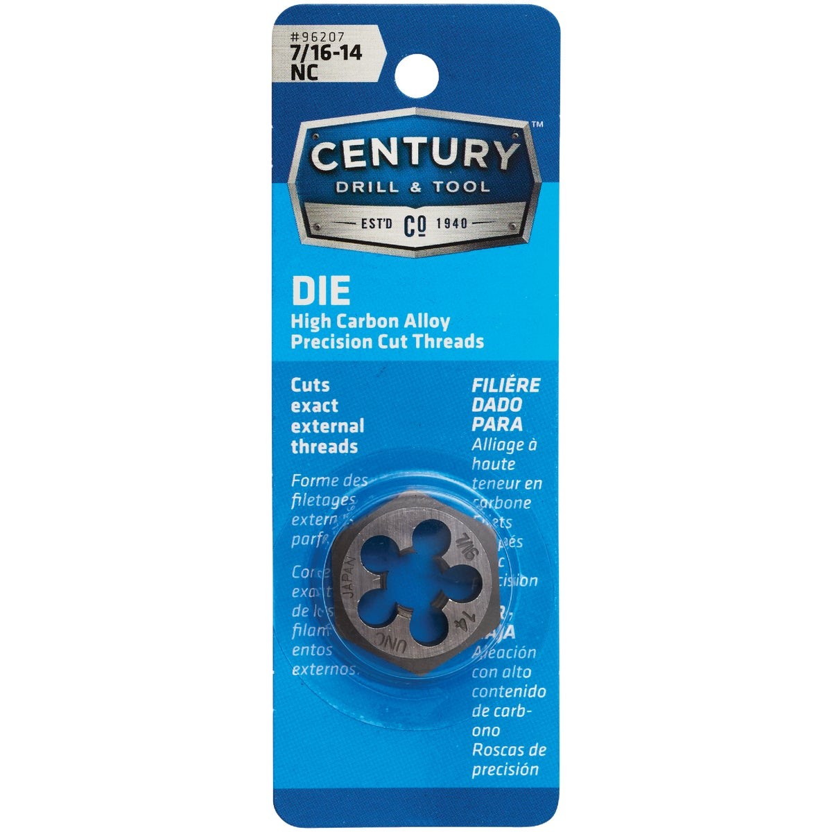 Drill & Tool 7/16-14  Coarse 1 In. Across Flats Fractional Hexagon Die  Drill &