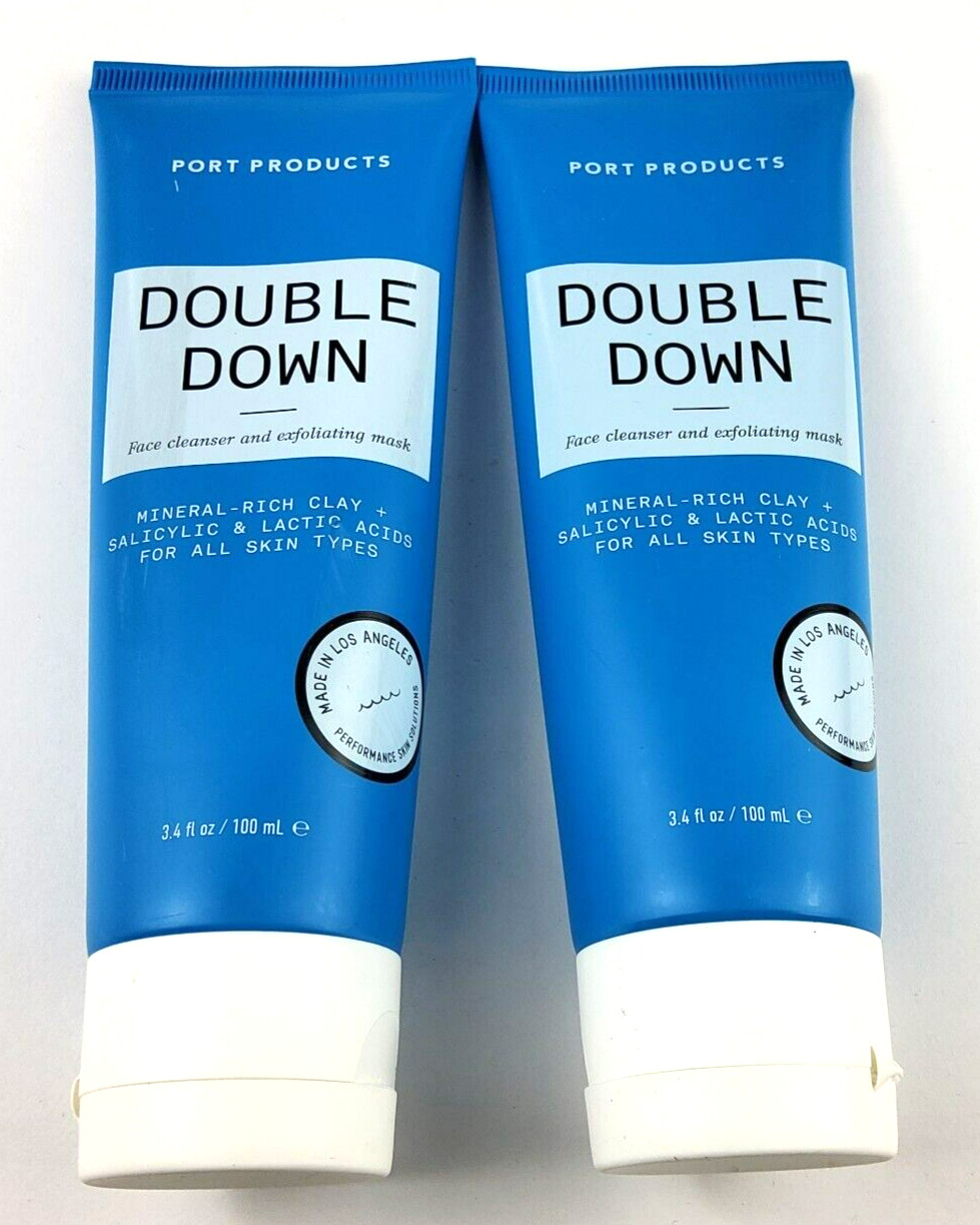 Double Down Port Products Face Cleanser Exfoliating Mask 3.4floz/100ml LOT of 2