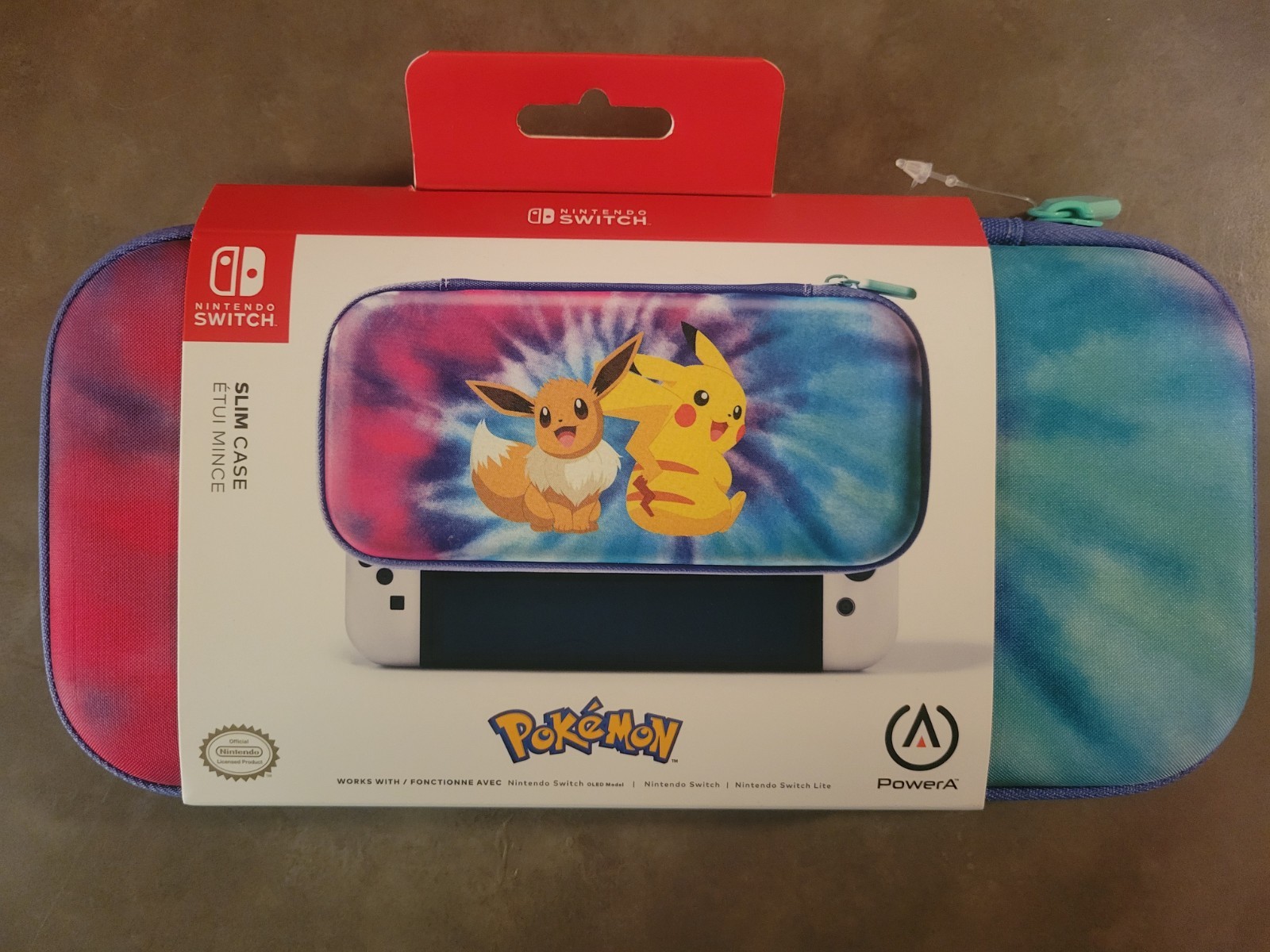 Nintendo Switch PowerA Slim Case Pokemon Eevee and Pikachu Tie-Dye