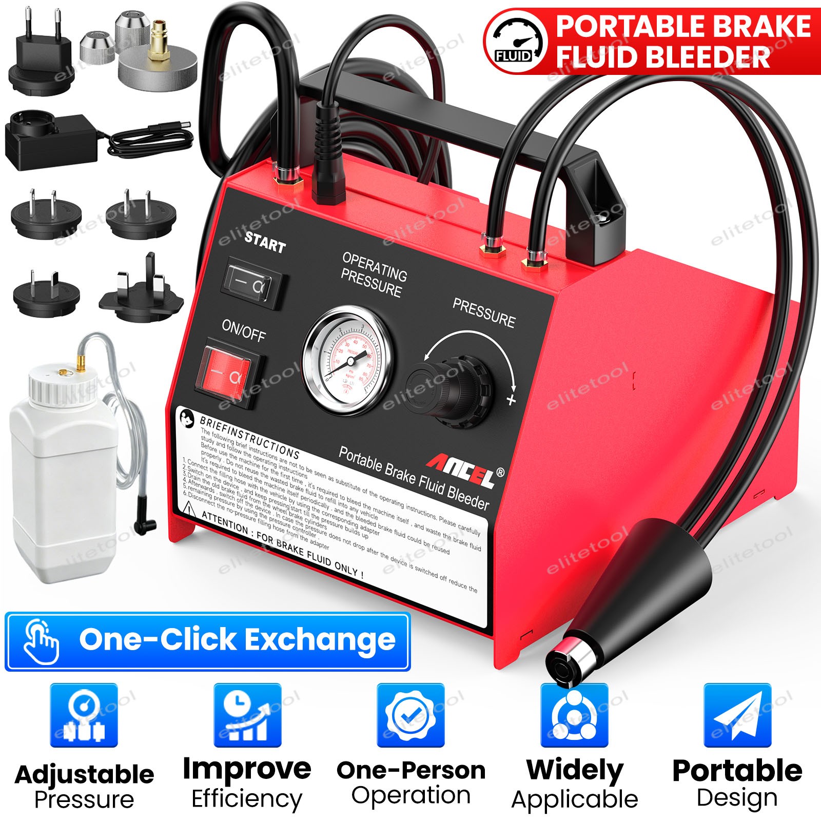 ANCEL BR2000 Brake Fluid Bleeding Machine Improve Efficiency for All Cars For VW