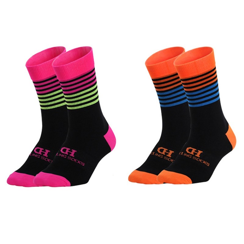 2Pairs Cycling Socks Riding Bicycle Bike Sports Ankle Socks XC MTB BMX Pink Blue