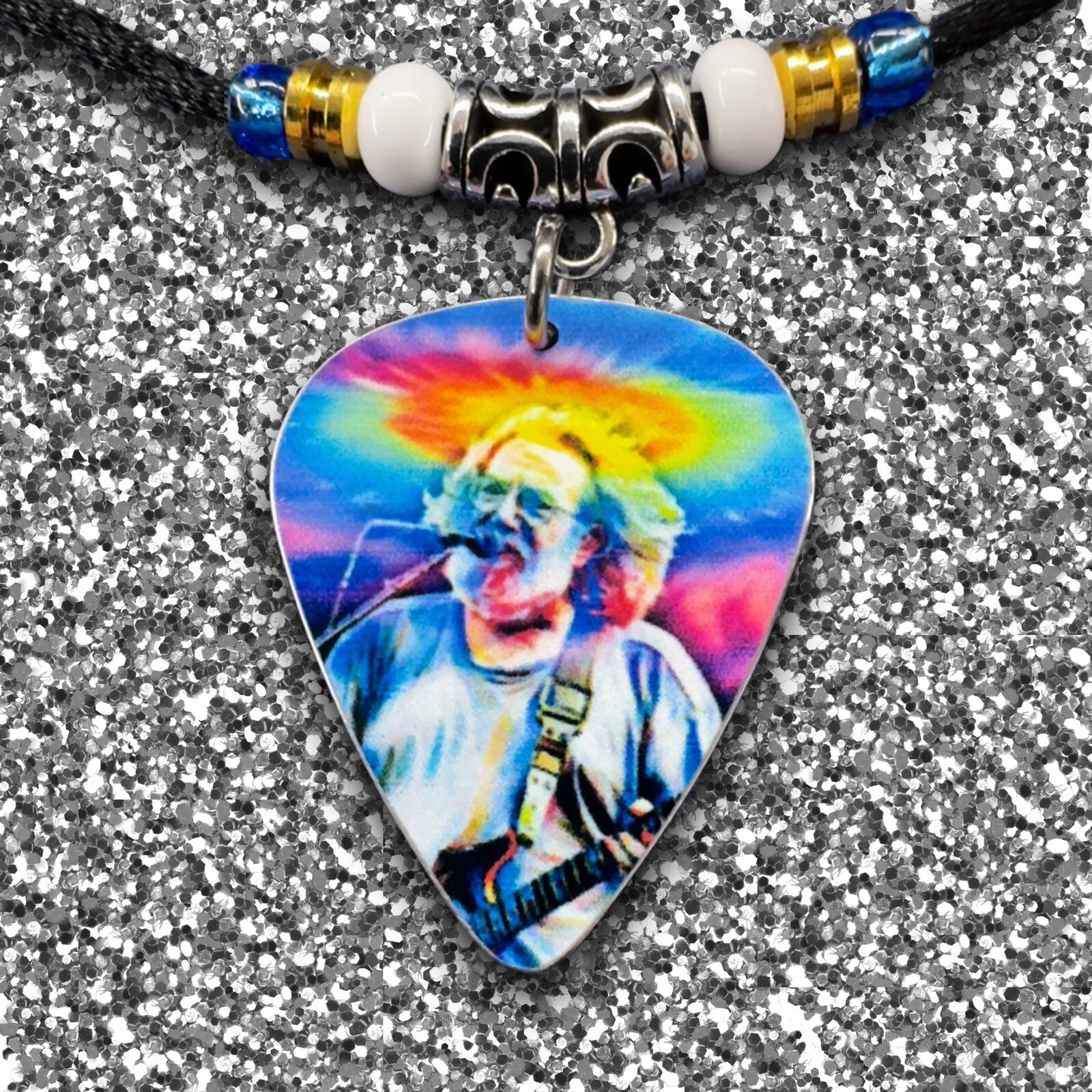 Jerry Garcia Tribute Aluminum Guitar Pick Necklace