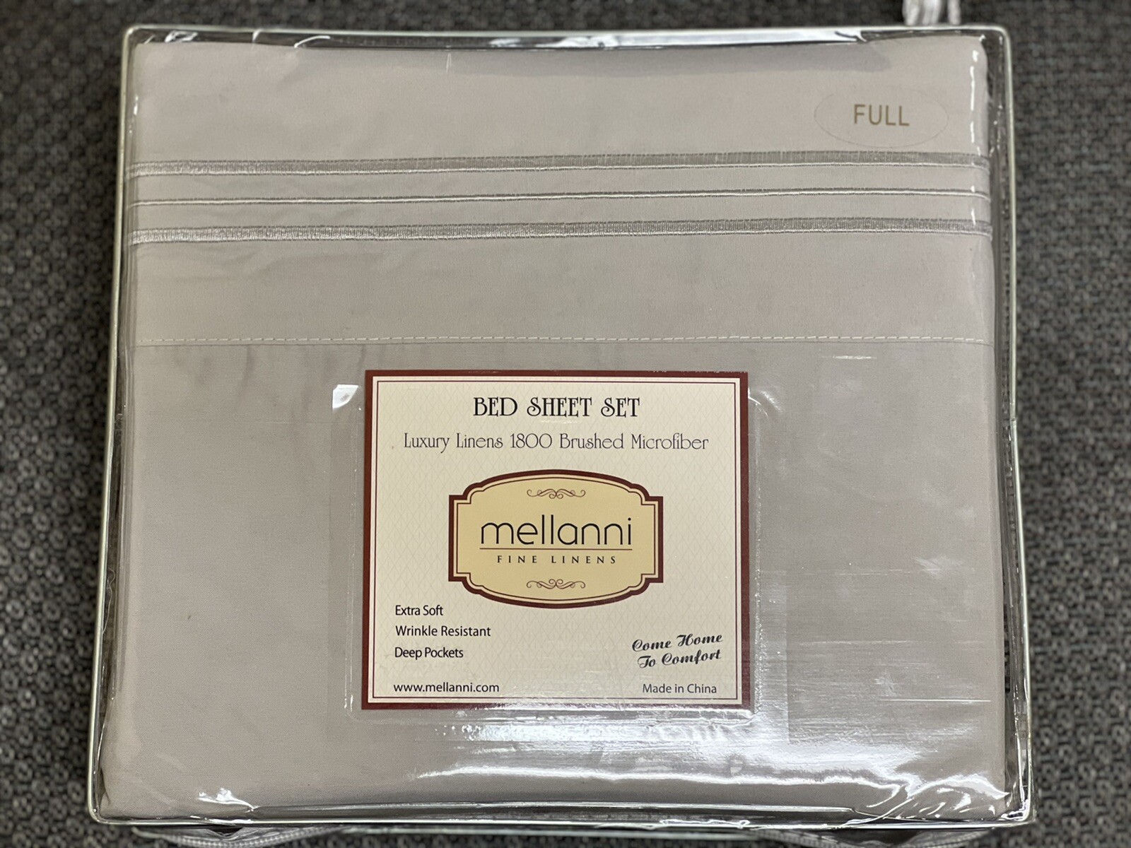 Mellanni Bed Sheet Set Light Gray Full - Brushed Microfiber 1800 Bedding