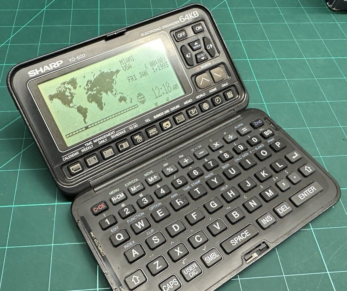 Vintage Fun SHARP YO-600 Electronic Organizer with new batteries installed.