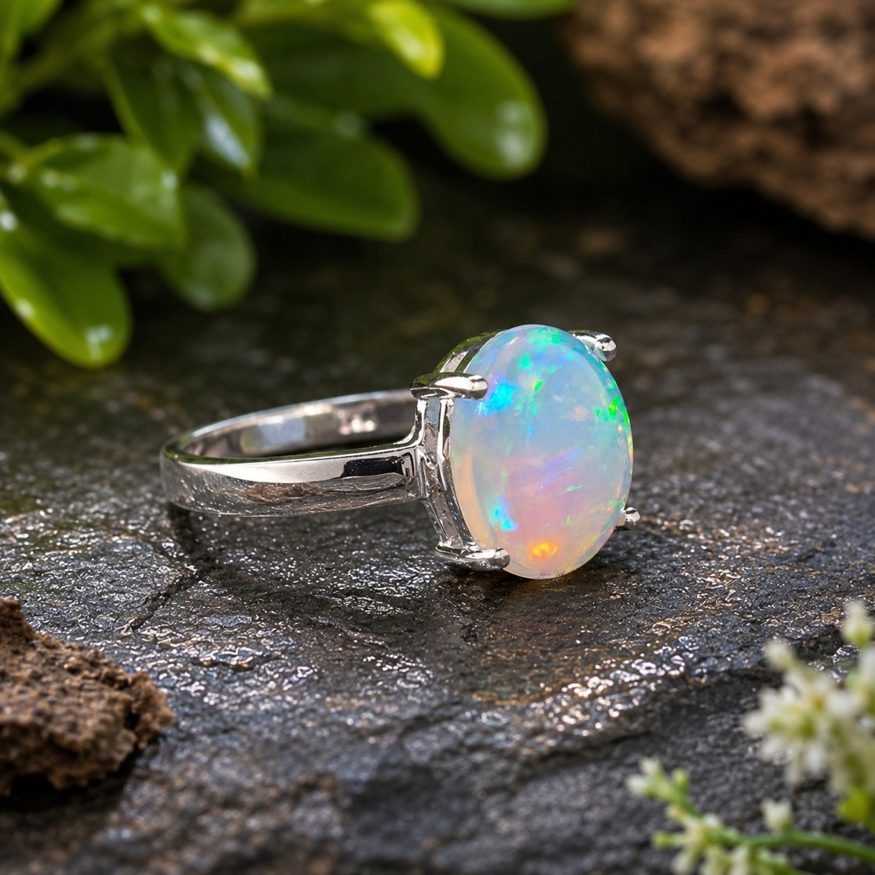 Natural Opal Gemstone 925 Sterling Silver Ring Handmade Jewelry Ring For Gift