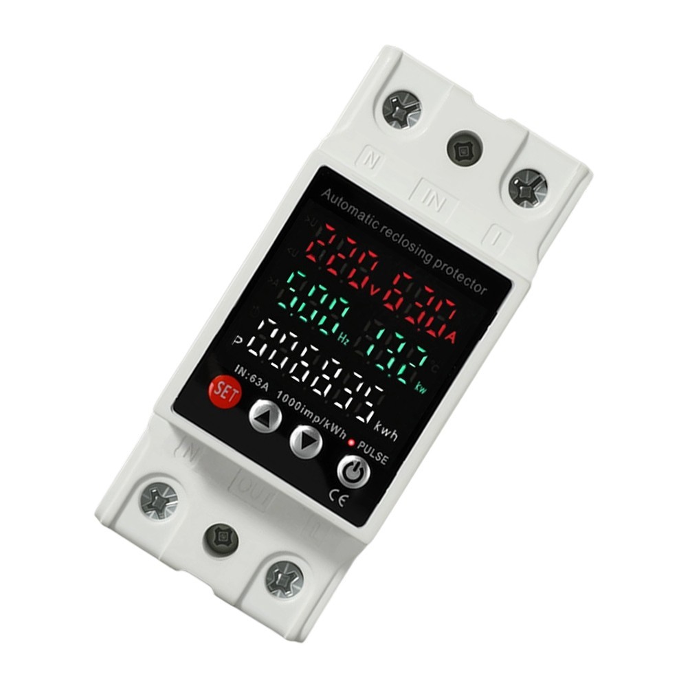 Electric Meter Voltage Protector AC 80V-300V 63A Automatic Disconnect Recovery