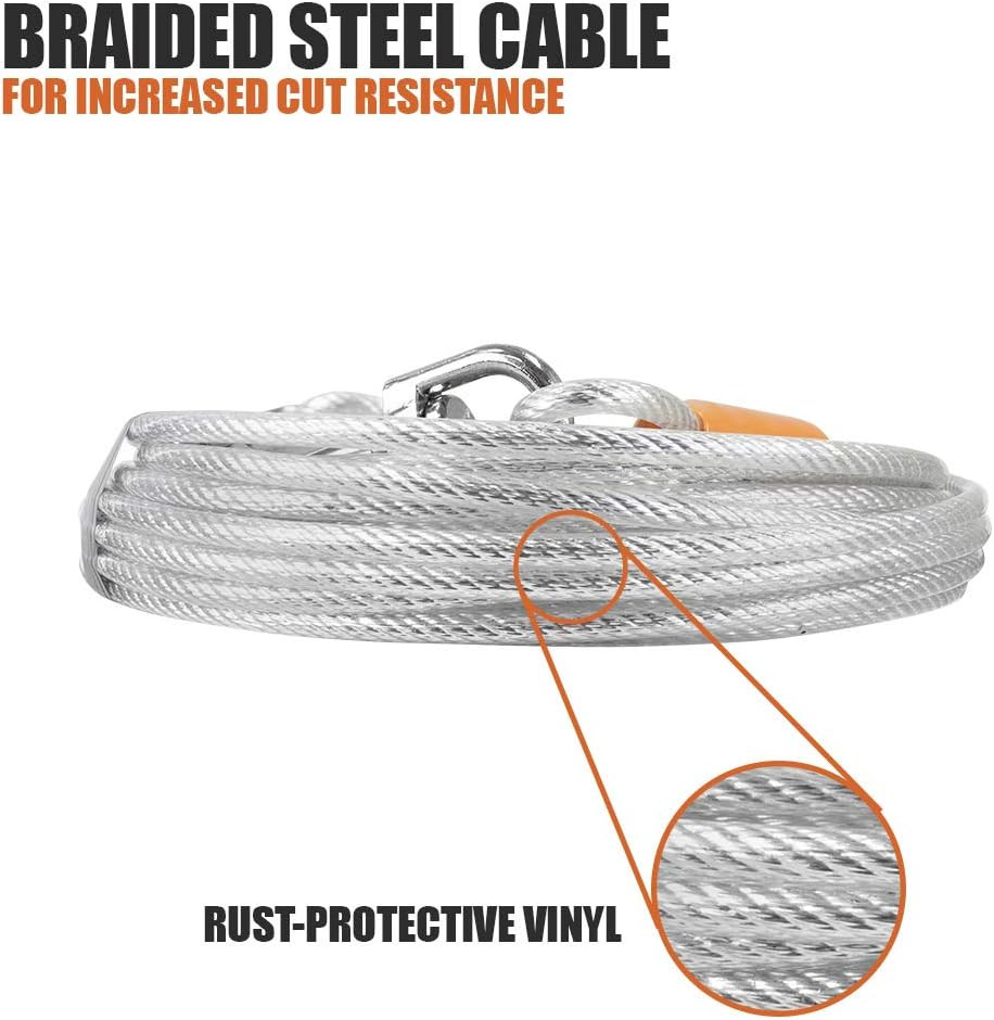 BV Dog Tie Out Cable 25 Feet - Heavy Duty Dog Lead up to 90 Pounds - Reflective