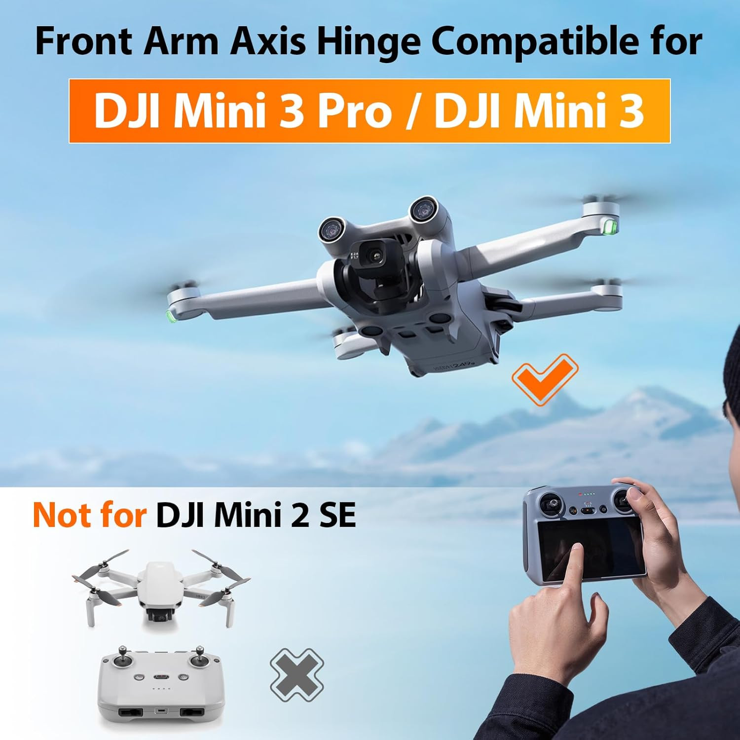 DJI Mini 3/Mini 3 Pro Front Arm Axis & Hinge Replacement Kit 2Pcs with Screws &