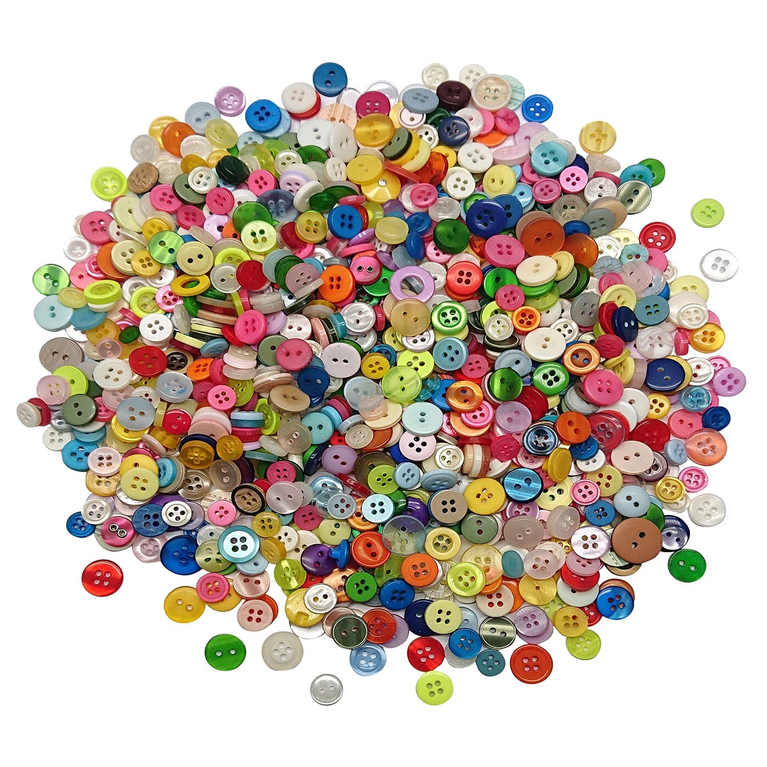1000 Pcs Resin Buttons, Assorted Sizes 0.2 inches to 0.6 inches, Multicolor