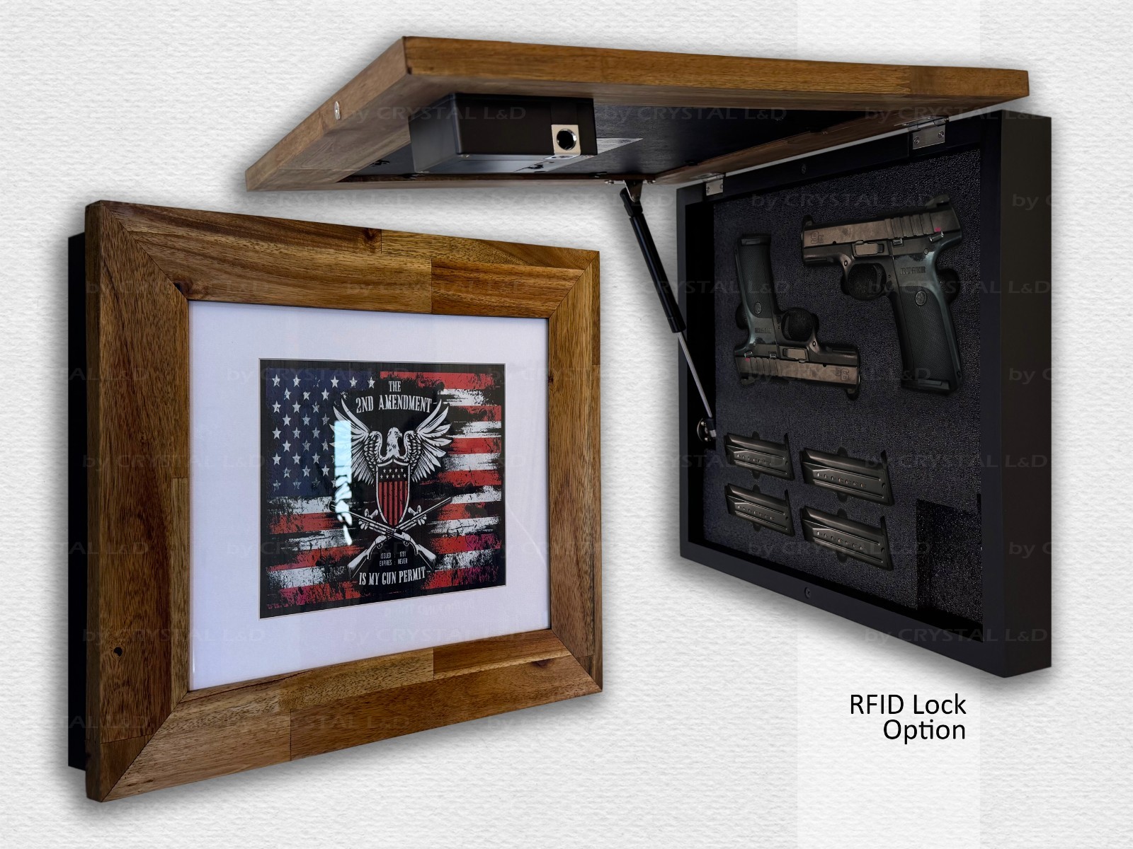 Hidden Storage Photo Frame for Gun & Valuables -Firearm Storage with RFID *PLANK