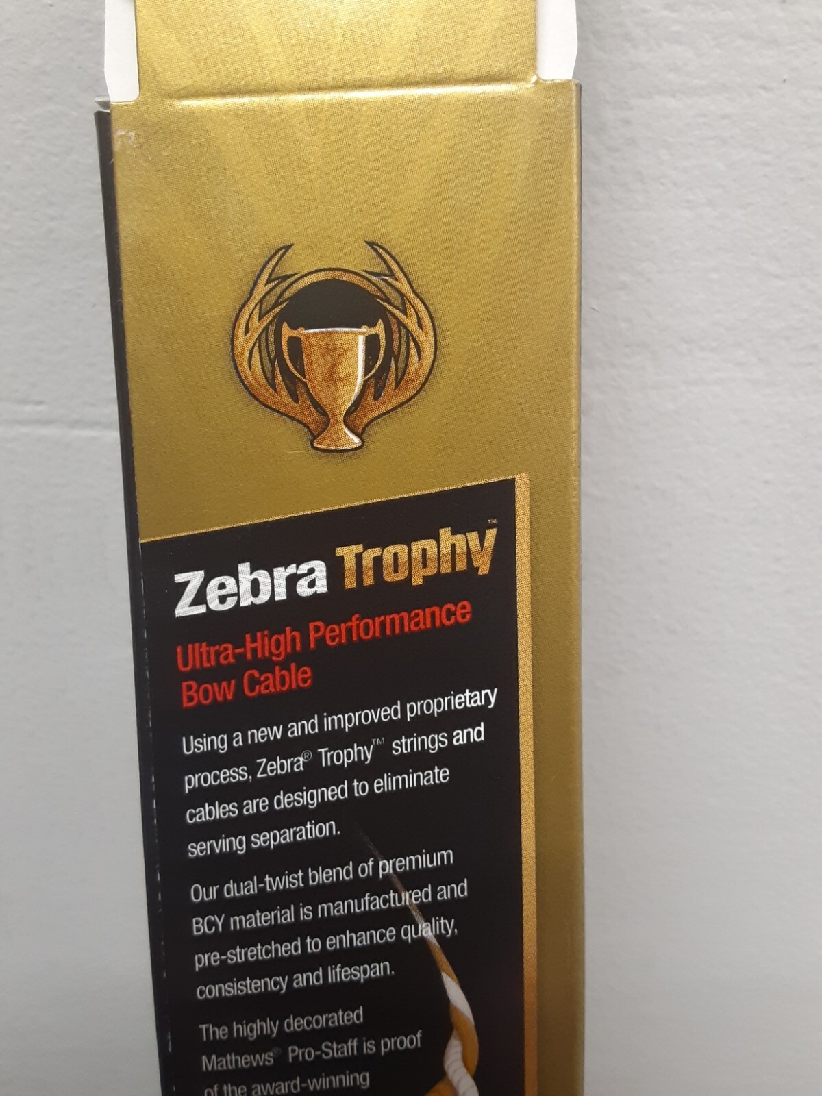 Zebra Trophy Bow Cable/ 13" Black Halon Series - NEW